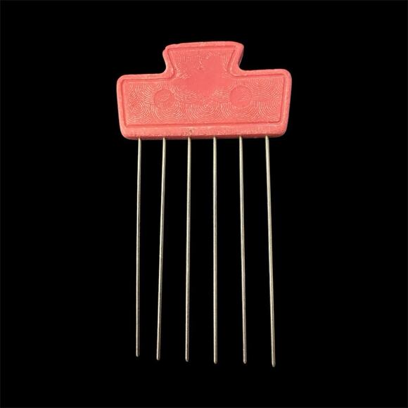 Vintage Goody Pink Hair Pick Comb 6 Metal Prongs Retro Styling Tool USA Made - Picture 4 of 6